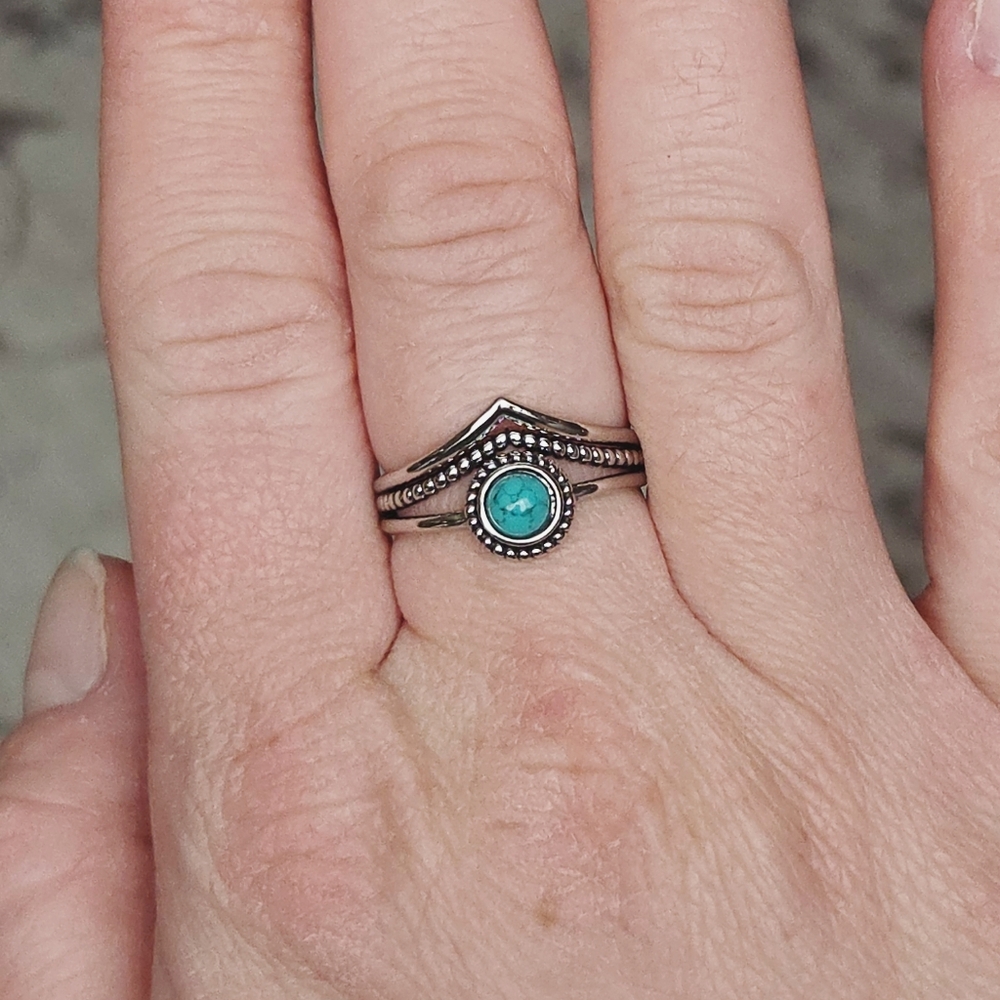 Silver and Turquoise Ring Set